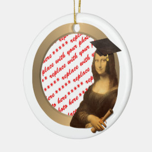 Mona Lisa's Graduation Day Photo Frame Ceramic Ornament