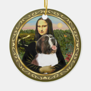Mona Lisa's Saint Bernard Ceramic Tree Decoration