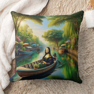 Mona on a boat in Thailand Cushion