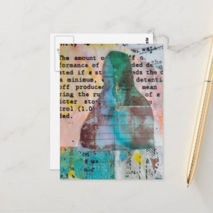 Mona Stamped Mixed Media Postcard