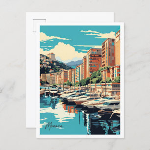 Monaco Art Vintage Travel Illustration Postcard