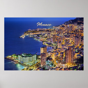 Monaco at Night Poster