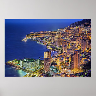 Monaco at Night Poster
