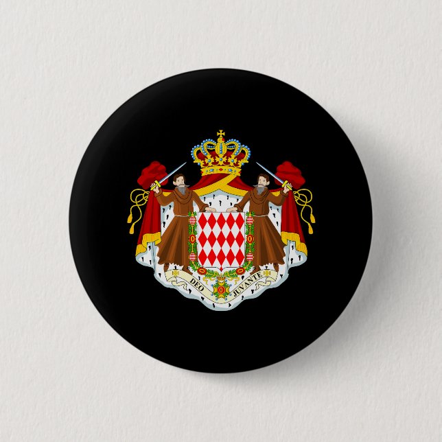 Monaco Coat of Arms 6 Cm Round Badge (Front)