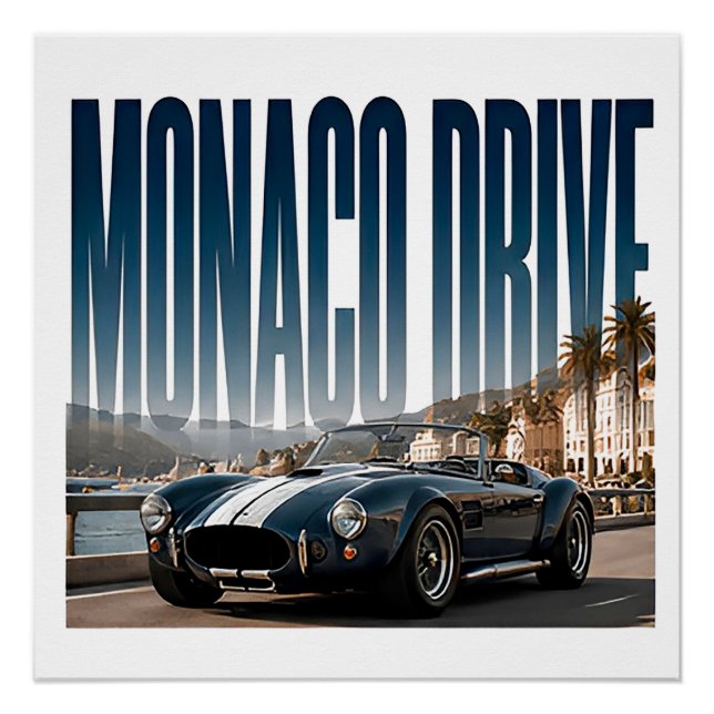 Monaco Drive Luxury Coastal Graphic Poster (Front)