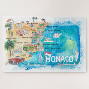 Monaco Europe  Travel Map Jigsaw Puzzle