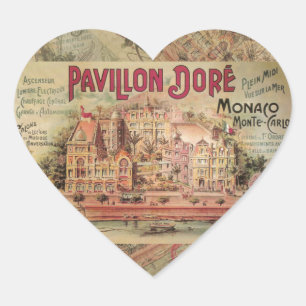 Monaco Fancy Vintage French Riviera France Heart Sticker