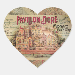 Monaco Fancy Vintage French Riviera France Heart Sticker