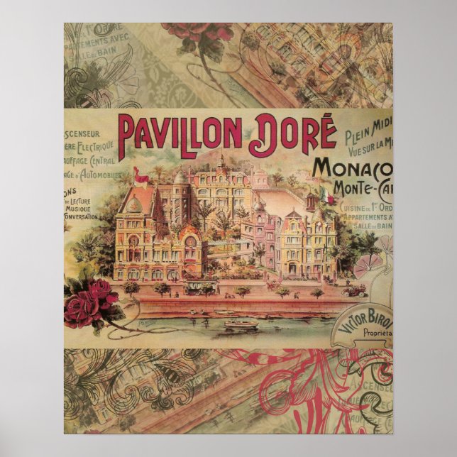 Monaco Fancy Vintage French Riviera France Poster (Front)