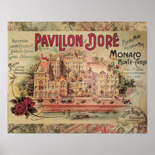 Monaco Fancy Vintage French Riviera France Poster (Front)
