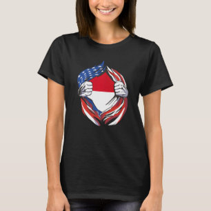 Monaco Flag American Proud of My Monacan Heritage T-Shirt