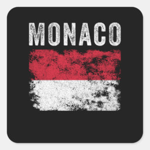 Monaco Flag Distressed - Monacan Flag Square Sticker