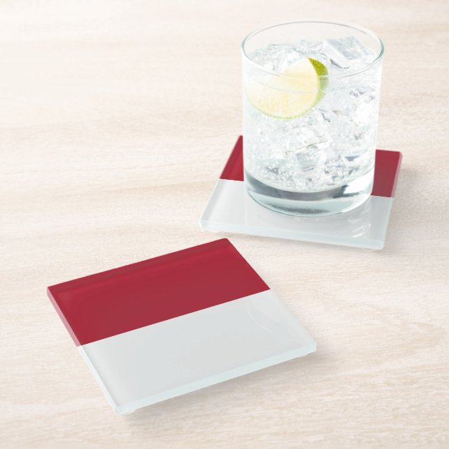 Monaco flag glass coaster (Angled)