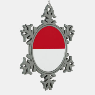 Monaco Flag Snowflake Pewter Christmas Ornament