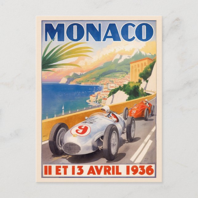 Monaco Grand Prix 1936 Vintage Postcard (Front)