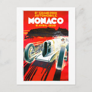 Monaco Grand Prix Race~ Vintage Automobile Ad Postcard