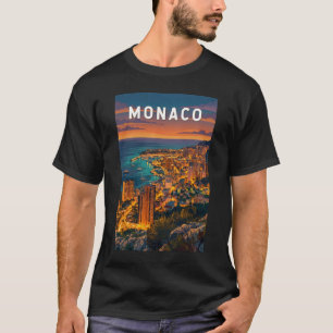 Monaco Illustration Travel Art Vintage T-Shirt