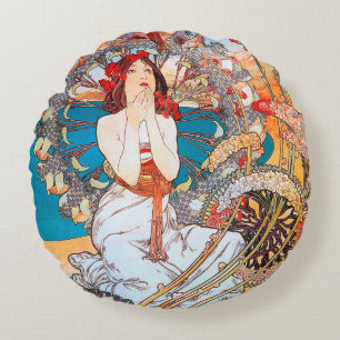 Monaco, Monte-Carlo, Alphonse Mucha Throw Pillow