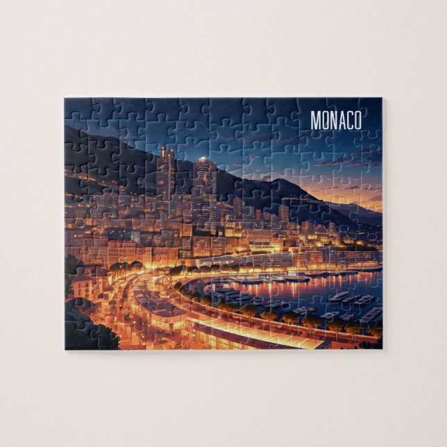 Monaco Monte Carlo at Night Jigsaw Puzzle (Horizontal)