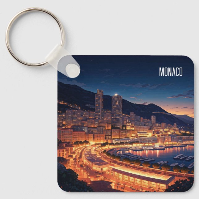 Monaco Monte Carlo at Night Key Ring (Front)