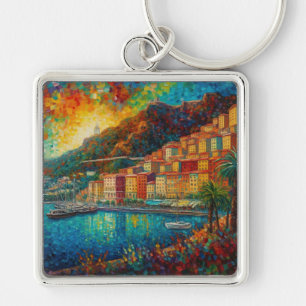 Monaco, Monte-Carlo Bay in van Gogh style Key Ring