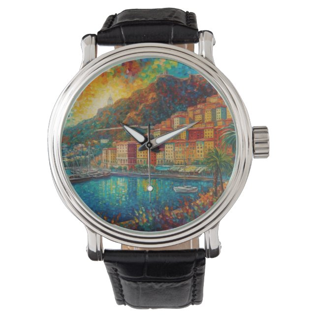 Monaco, Monte-Carlo Bay in van Gogh style Watch (Front)