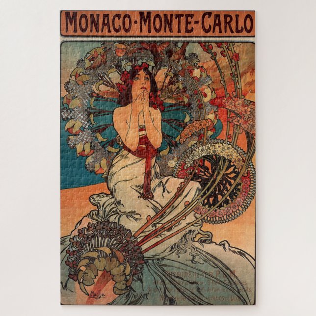 Monaco Monte Carlo by Alphonse Mucha  Jigsaw Puzzle (Vertical)