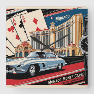 Monaco Monte Carlo Luxury Car Watch Square Wall Clock