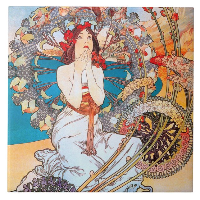 Monaco, Monte-Carlo, Mucha Ceramic Tile (Front)