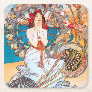 Monaco, Monte-Carlo, Mucha Square Paper Coaster