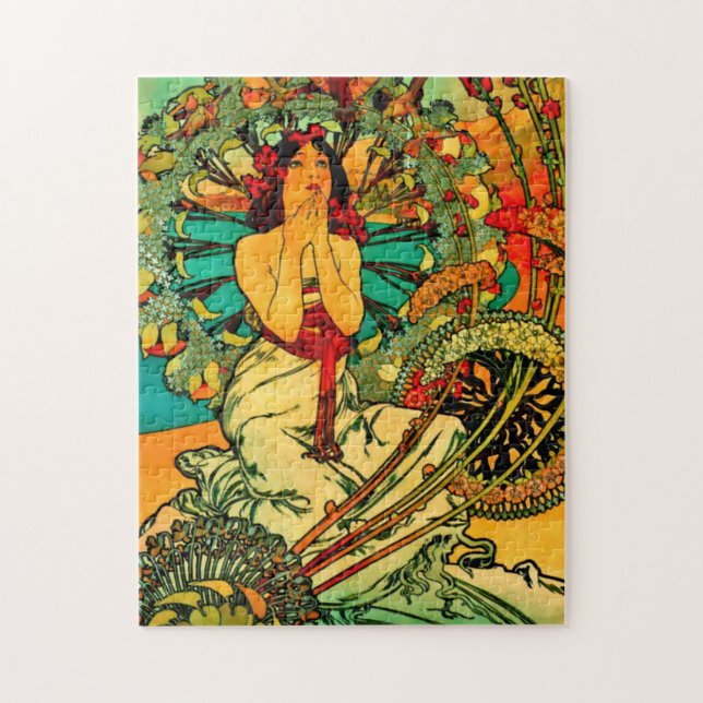 Monaco Monte Carlo Poster by Alphonse Mucha Jigsaw Puzzle (Vertical)