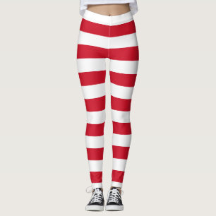 Monaco National Flag Colours Horizontal Striped Leggings