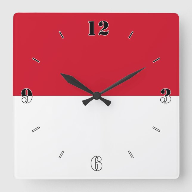 Monaco National Flag Patriotic Square Wall Clock (Front)
