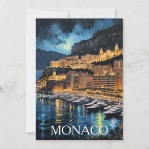 Monaco Nights Marina & Cityscape Painting Save The Date