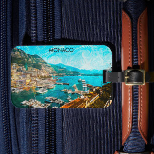 Monaco Oil Paint Illustration Travel Port  Luggage Tag