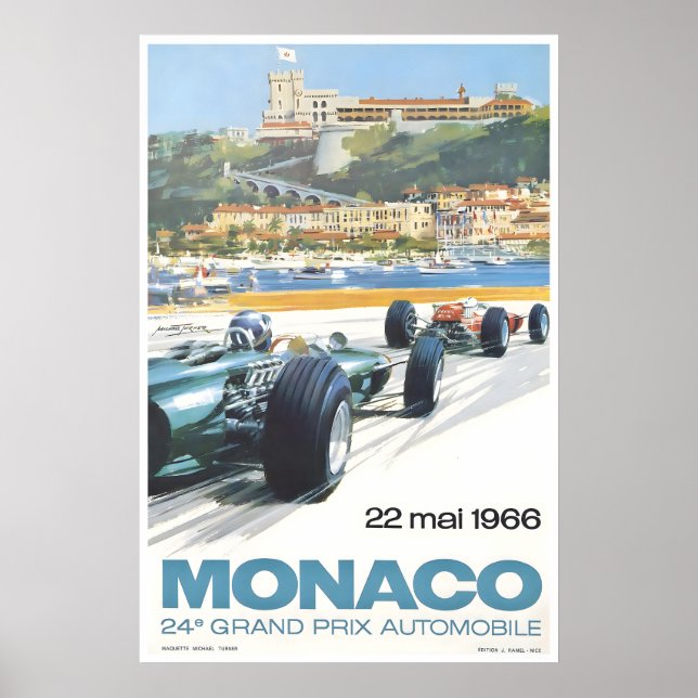 Monaco Poster Auto Racing Art Racecar Print (Front)