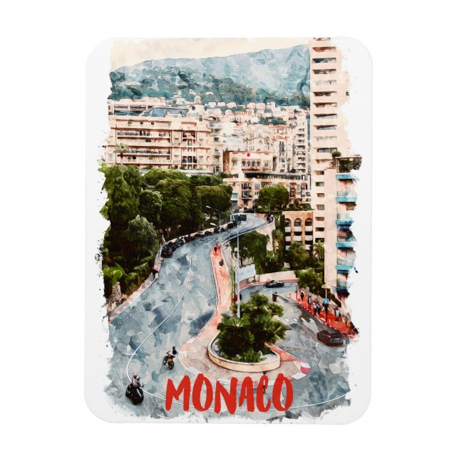 Monaco Retro Race Track French Riviera Travel  Magnet (Vertical)