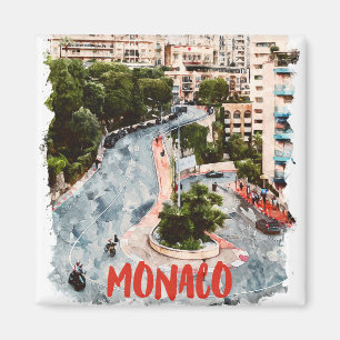 Monaco Retro Race Track French Riviera Travel  Magnet