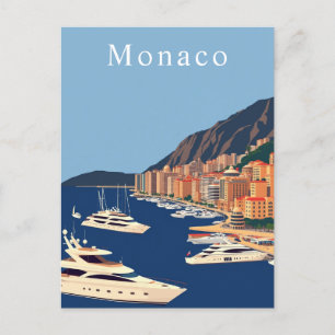 Monaco Retro Travel Art Postcard
