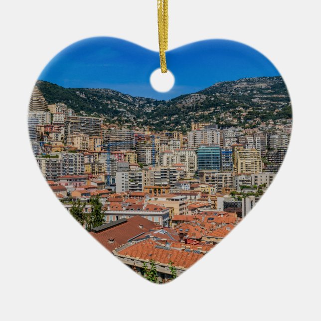 Monaco Skyline Ceramic Tree Decoration (Front)