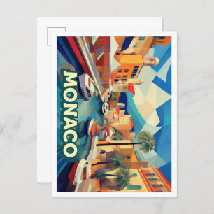 Monaco Travel artistic colourful Postcard