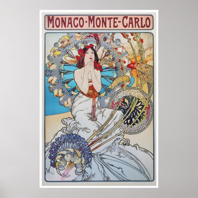 Monaco Travel Poster Alphonse Mucha Print Monte (Front)