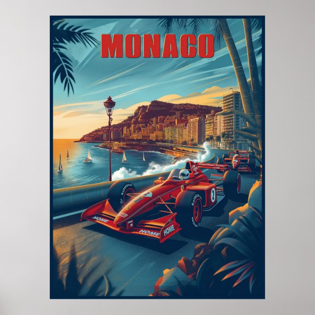 Monaco Vintage Auto Race Travel Poster (Front)