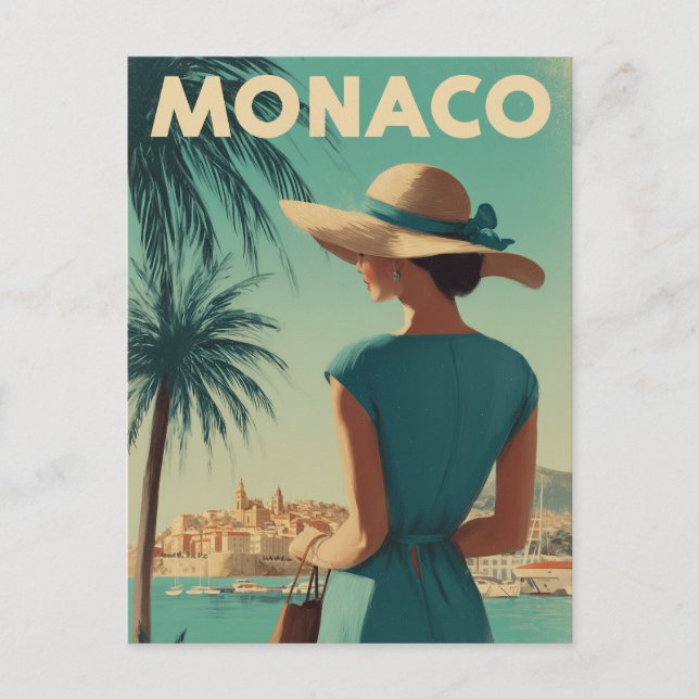 Monaco vintage fashion postcard (Front)