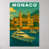 Monaco Vintage Mediterranean Harbor & Yacht