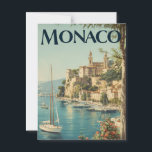 Monaco vintage  postcard<br><div class="desc">This elegant vintage postcard showcases the timeless beauty of Monaco’s historic coastline. Classic sailing boats glide across the sparkling blue waters, framed by the old harbour and charming hillside architecture. Rendered in warm, sun-faded tones and retro textures, the artwork evokes the glamour of mid-century Riviera travel. A perfect piece for...</div>