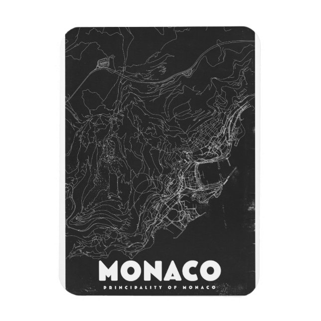 Monaco Vintage Travel Map Magnet (Vertical)