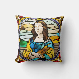 Monalisa Stained Glass Art Style Cushion