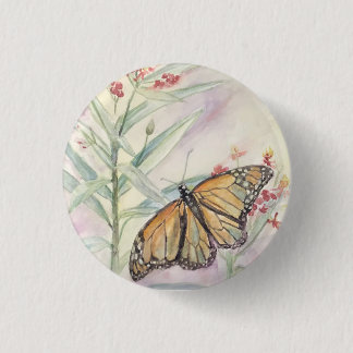 Monarch and Milkweed 3 Cm Round Badge