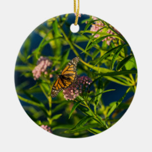 Monarch And Milkweed Ceramic Ornament